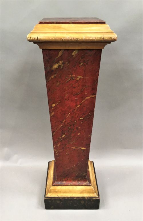 REGENCY SIMULATED MARBLE PEDESTAL OF LARGE SCALE RETAINING ORIGINAL FAUX MARBLE FINISH - ADDITIONAL PHOTO 5