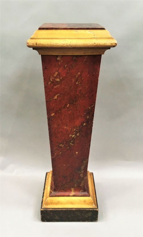 REGENCY SIMULATED MARBLE PEDESTAL OF LARGE SCALE RETAINING ORIGINAL FAUX MARBLE FINISH - ADDITIONAL PHOTO 6