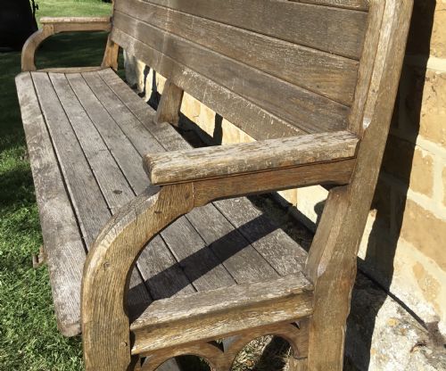 C19TH OAK ORANGERY BENCH GARDEN SEAT OF UNUSUAL FORM - ADDITIONAL PHOTO 4