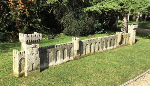 C18th Carved Stone 19ft Scale Replica of a Castle / Chateau Wall