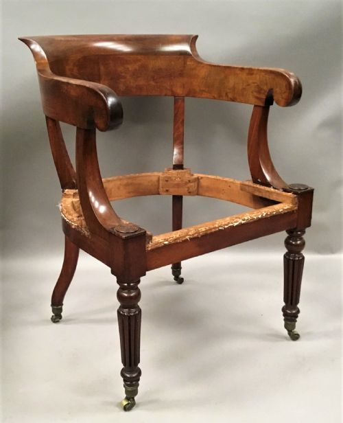 Regency Figured Mahogany Desk Chair with Horseshoe Shaped Back