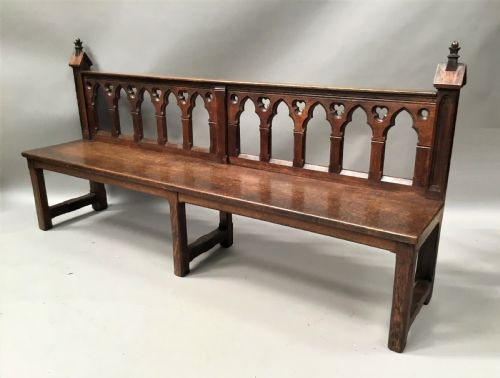 Gothic Oak Hall Bench / Seat