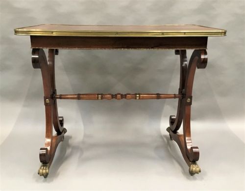 A SMART REGENCY ROSEWOOD BRASS MOUNTED CENTRE TABLE - ADDITIONAL PHOTO 5