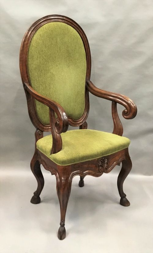 C18TH ITALIAN WALNUT HIGH BACK OPEN ARMCHAIR - ADDITIONAL PHOTO 1
