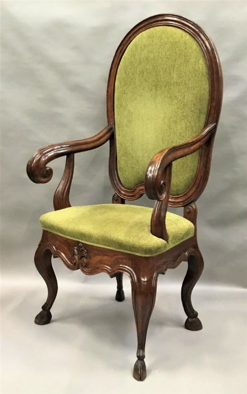 C18TH ITALIAN WALNUT HIGH BACK OPEN ARMCHAIR - ADDITIONAL PHOTO 2