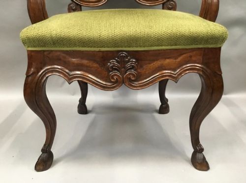 C18TH ITALIAN WALNUT HIGH BACK OPEN ARMCHAIR - ADDITIONAL PHOTO 3