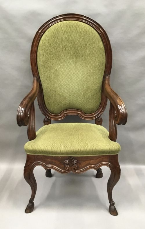 C18TH ITALIAN WALNUT HIGH BACK OPEN ARMCHAIR - ADDITIONAL PHOTO 7