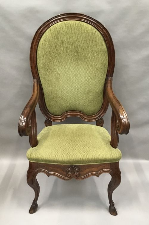 C18TH ITALIAN WALNUT HIGH BACK OPEN ARMCHAIR - ADDITIONAL PHOTO 8