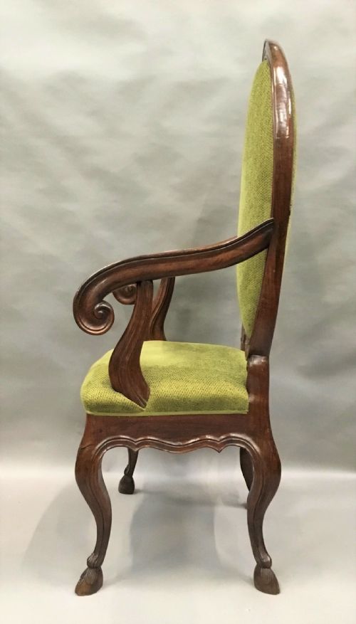 C18TH ITALIAN WALNUT HIGH BACK OPEN ARMCHAIR - ADDITIONAL PHOTO 9