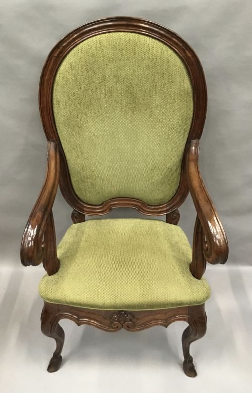 C18TH ITALIAN WALNUT HIGH BACK OPEN ARMCHAIR - ADDITIONAL PHOTO 11