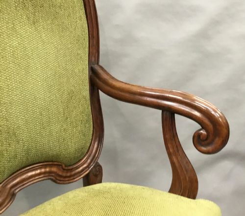 C18TH ITALIAN WALNUT HIGH BACK OPEN ARMCHAIR - ADDITIONAL PHOTO 12