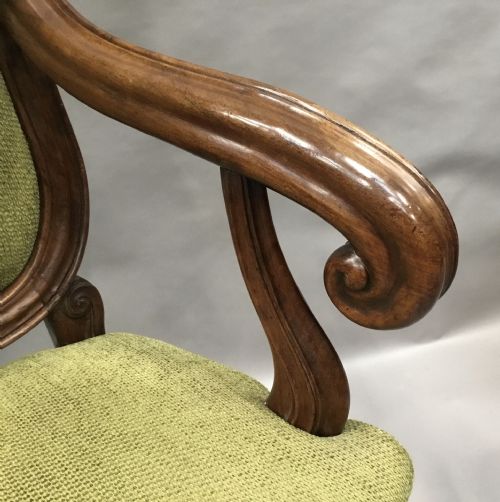 C18TH ITALIAN WALNUT HIGH BACK OPEN ARMCHAIR - ADDITIONAL PHOTO 13