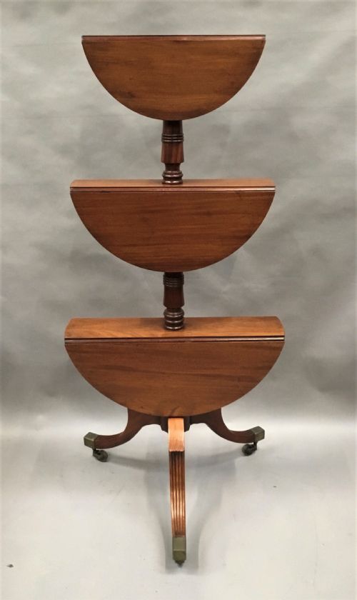 GEORGE III MAHOGANY FOLDING THREE TIER DUMB WAITER - ADDITIONAL PHOTO 8