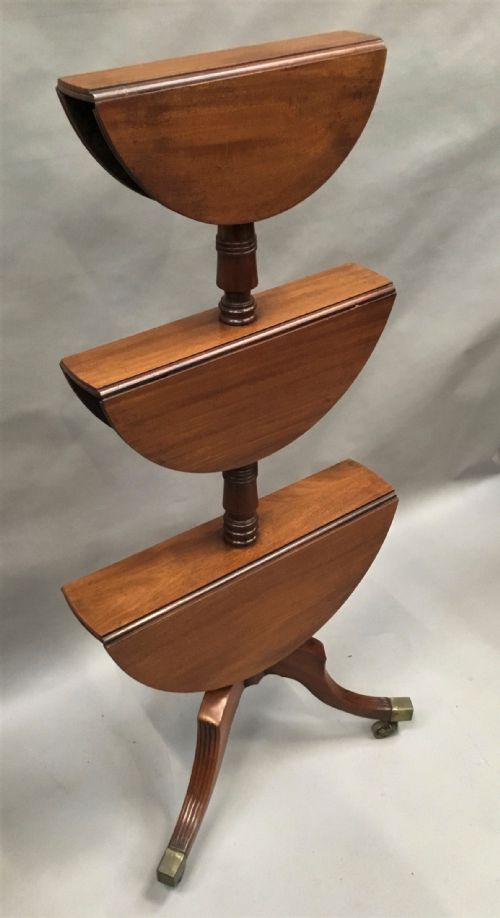 GEORGE III MAHOGANY FOLDING THREE TIER DUMB WAITER - ADDITIONAL PHOTO 9