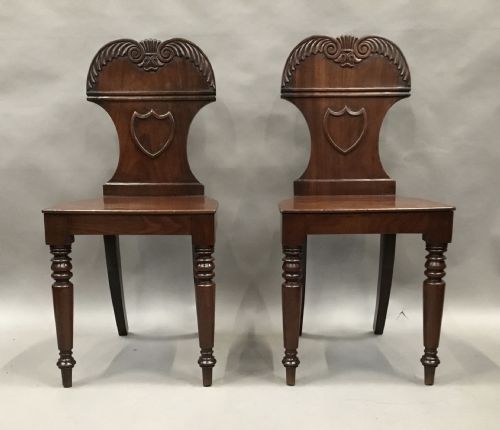 Regency Pair of Mahogany Hall Chairs