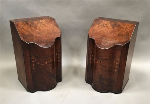George III Sheraton Pair of Inlaid Mahogany Cutlery Knife Boxes