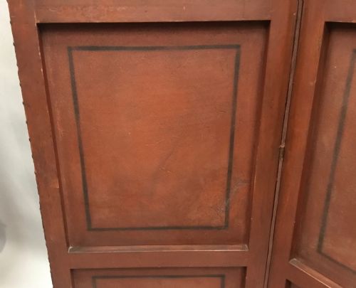 C19TH PAINTED LEATHER THREE FOLD SCREEN - ADDITIONAL PHOTO 16