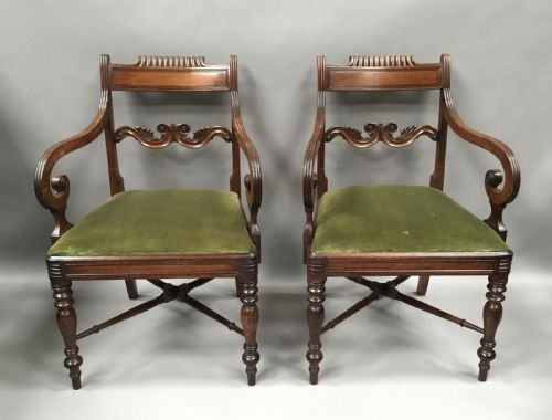 REGENCY PAIR OF MAHOGANY ELBOW ARMCHAIRS - ADDITIONAL PHOTO 1