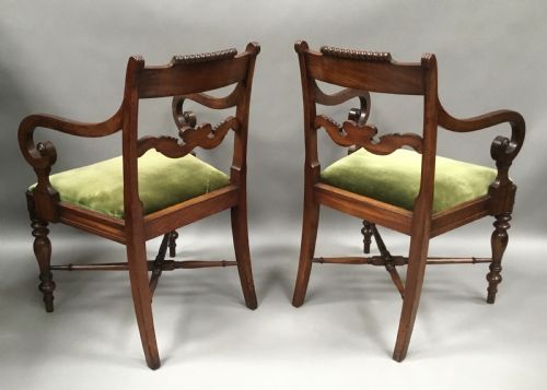 REGENCY PAIR OF MAHOGANY ELBOW ARMCHAIRS - ADDITIONAL PHOTO 4