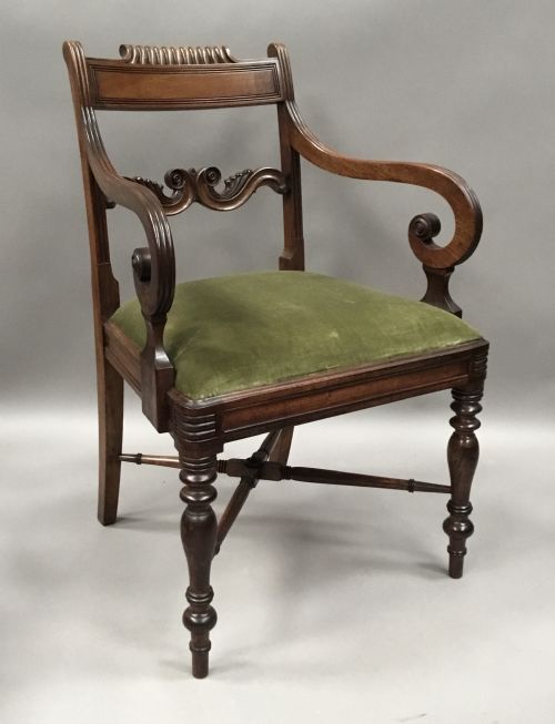 REGENCY PAIR OF MAHOGANY ELBOW ARMCHAIRS - ADDITIONAL PHOTO 15