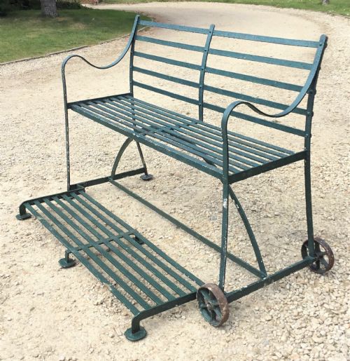 Regency Wrought Iron Garden Croquet/tennis Seat with Fold Down Foot Rest