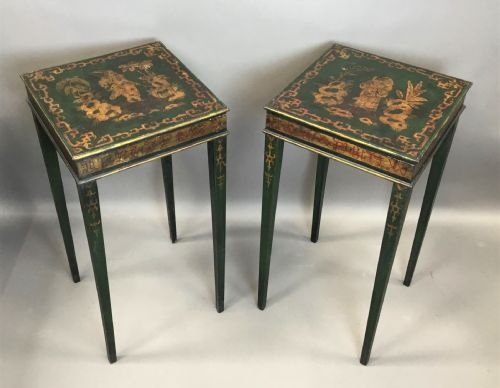 C19th Pair of Chinoiserie Painted Occasional Tables