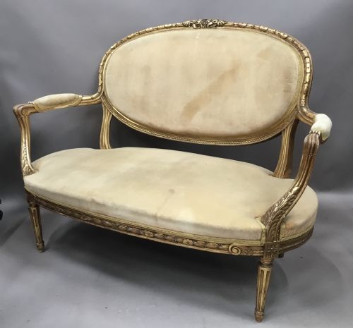 fig 1. C19th carved giltwood Louis XVI style settee