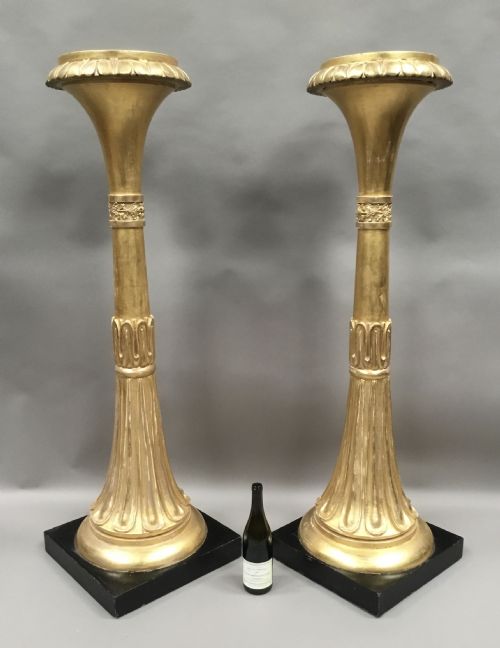 REGENCY PAIR OF GILTWOOD NEOCLASSICAL TORCHERE STANDS - ADDITIONAL PHOTO 1