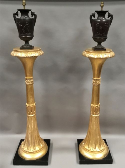 REGENCY PAIR OF GILTWOOD NEOCLASSICAL TORCHERE STANDS - ADDITIONAL PHOTO 2