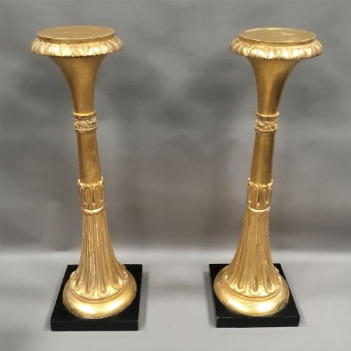 REGENCY PAIR OF GILTWOOD NEOCLASSICAL TORCHERE STANDS - ADDITIONAL PHOTO 4