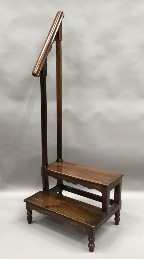 C19th Walnut Set of Library Steps of Unusual Form