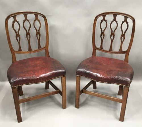 George III Pair of Mahogany and Leather Side Chairs