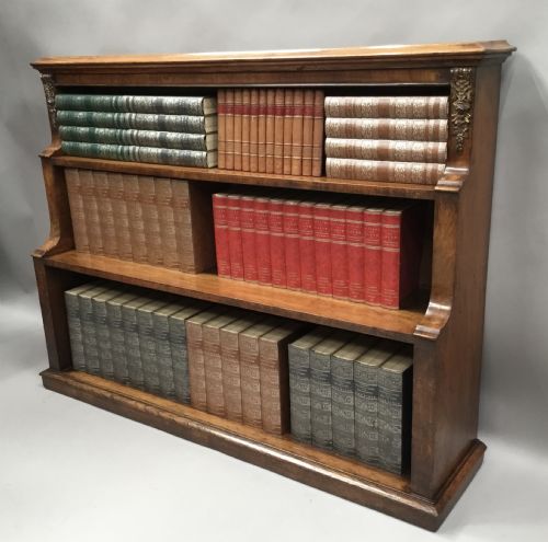 Mid C19th Walnut Waterfall Open Bookcase of Neat Proportions