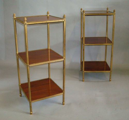 19th Century Pair of Mahogany and Gilt Brass Étagères