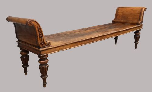 Exceptional Large, Late Regency Mahogany Hall Seat / Hall Bench