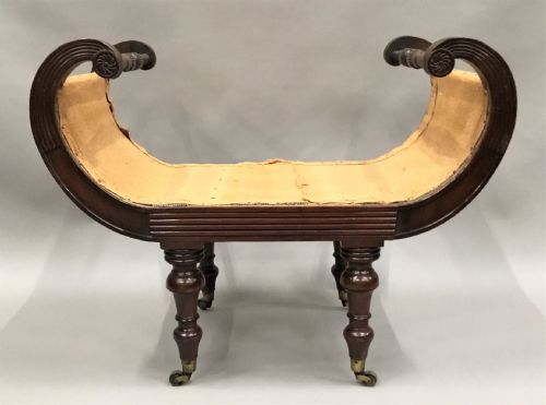 REGENCY MAHOGANY WINDOW SEAT DRESSING STOOL - ADDITIONAL PHOTO 1
