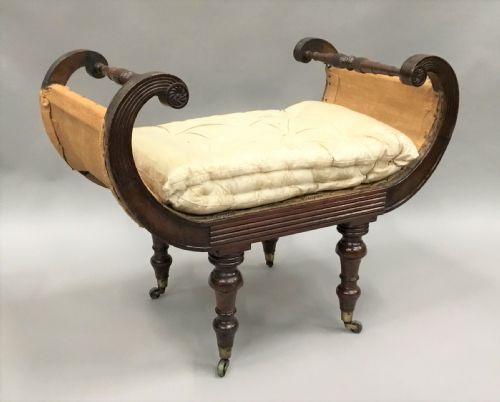 REGENCY MAHOGANY WINDOW SEAT DRESSING STOOL - ADDITIONAL PHOTO 2