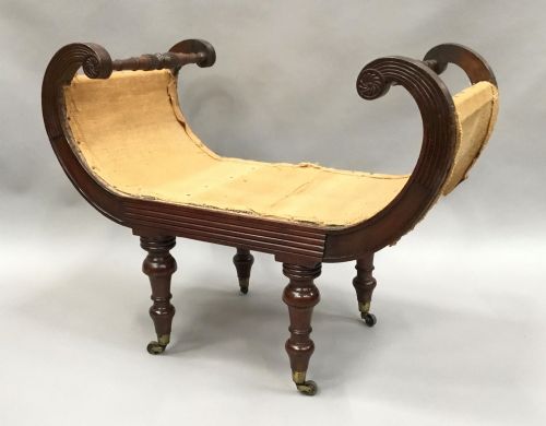 REGENCY MAHOGANY WINDOW SEAT DRESSING STOOL - ADDITIONAL PHOTO 11