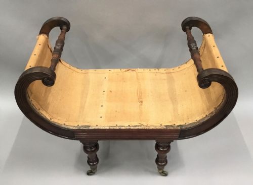 REGENCY MAHOGANY WINDOW SEAT DRESSING STOOL - ADDITIONAL PHOTO 12