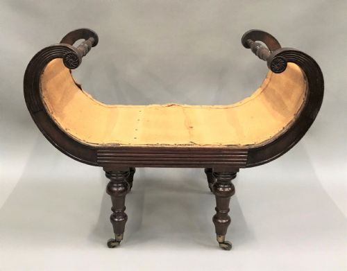 REGENCY MAHOGANY WINDOW SEAT DRESSING STOOL - ADDITIONAL PHOTO 18
