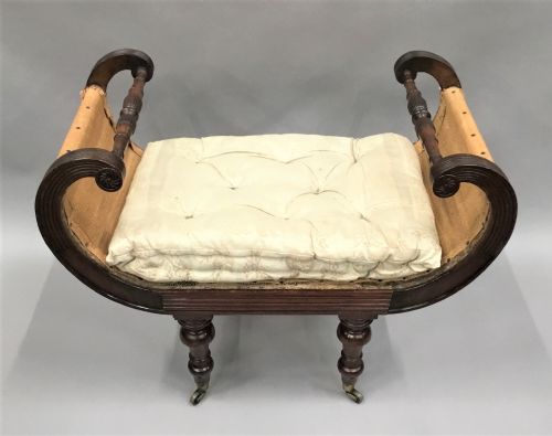REGENCY MAHOGANY WINDOW SEAT DRESSING STOOL - ADDITIONAL PHOTO 19