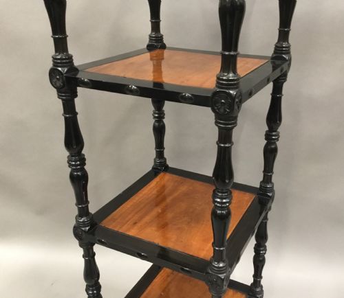 C19TH CELONESE EBONY AND SATINWOOD ETAGERE WHATNOT - ADDITIONAL PHOTO 2