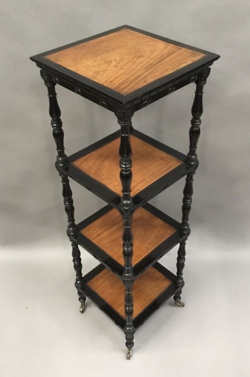 C19TH CELONESE EBONY AND SATINWOOD ETAGERE WHATNOT - ADDITIONAL PHOTO 5