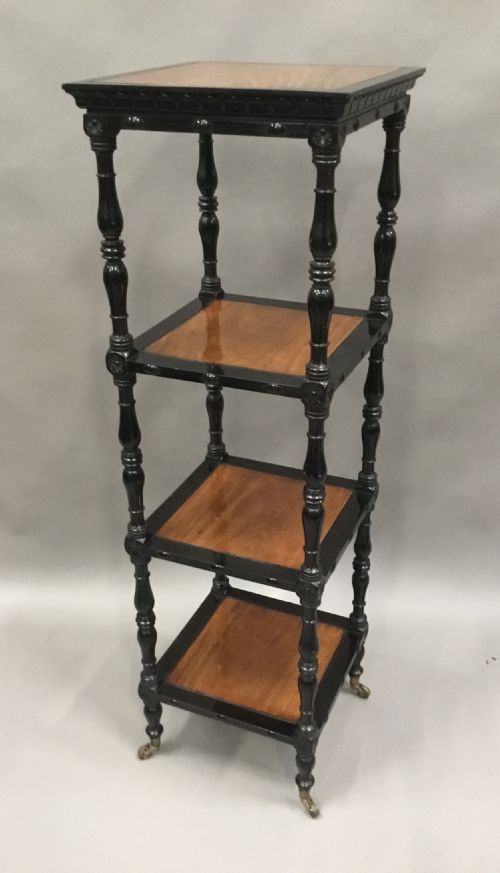 C19TH CELONESE EBONY AND SATINWOOD ETAGERE WHATNOT - ADDITIONAL PHOTO 6