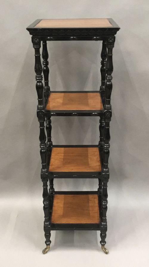 C19TH CELONESE EBONY AND SATINWOOD ETAGERE WHATNOT - ADDITIONAL PHOTO 7