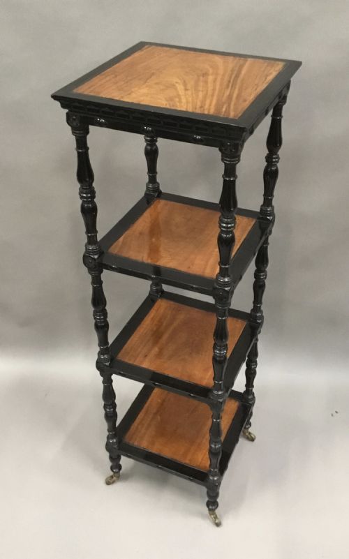C19TH CELONESE EBONY AND SATINWOOD ETAGERE WHATNOT - ADDITIONAL PHOTO 8
