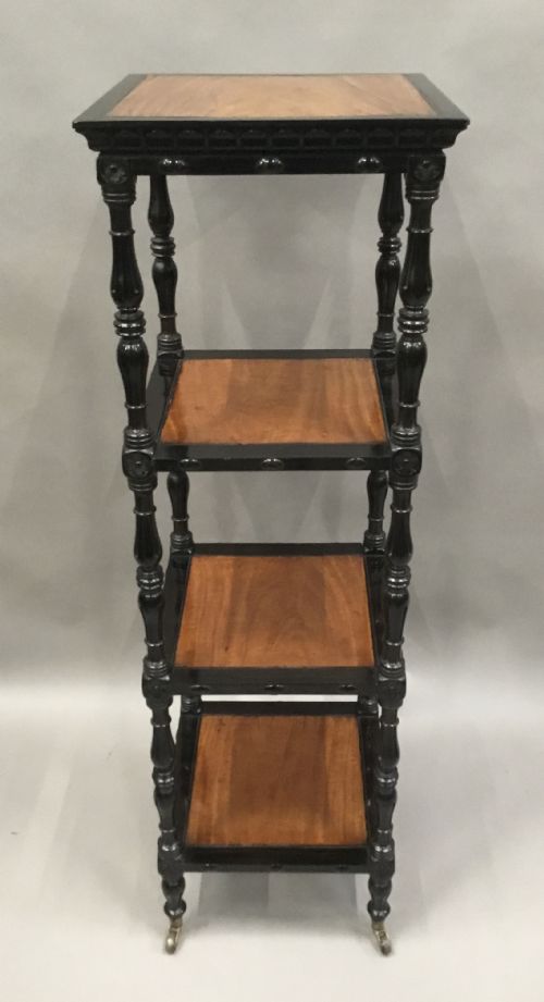 C19TH CELONESE EBONY AND SATINWOOD ETAGERE WHATNOT - ADDITIONAL PHOTO 9