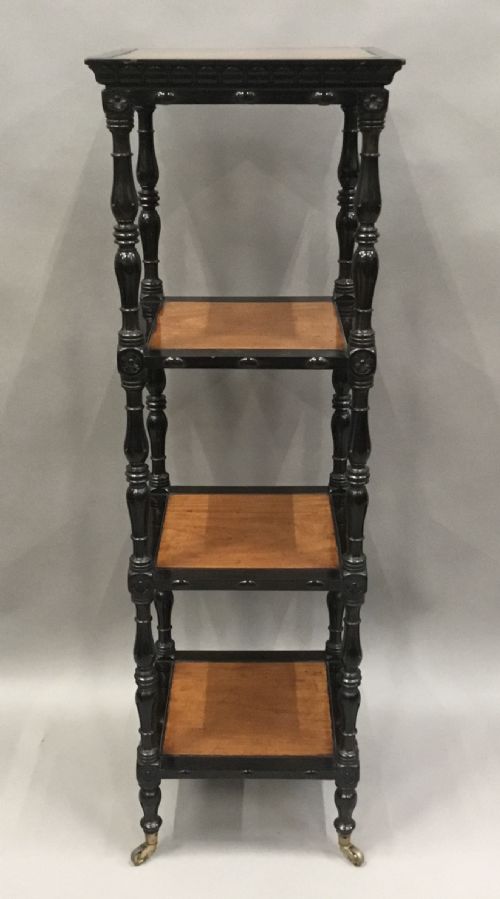 C19TH CELONESE EBONY AND SATINWOOD ETAGERE WHATNOT - ADDITIONAL PHOTO 10