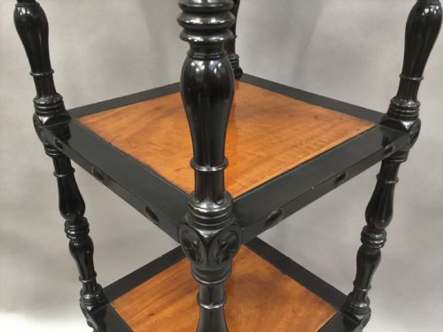 C19TH CELONESE EBONY AND SATINWOOD ETAGERE WHATNOT - ADDITIONAL PHOTO 11