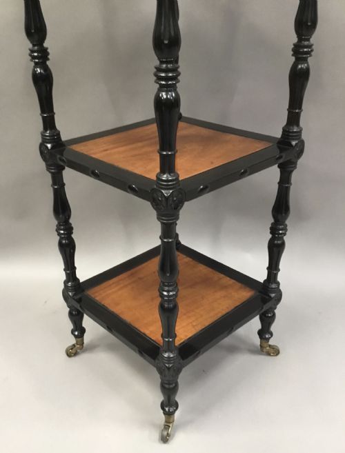 C19TH CELONESE EBONY AND SATINWOOD ETAGERE WHATNOT - ADDITIONAL PHOTO 12